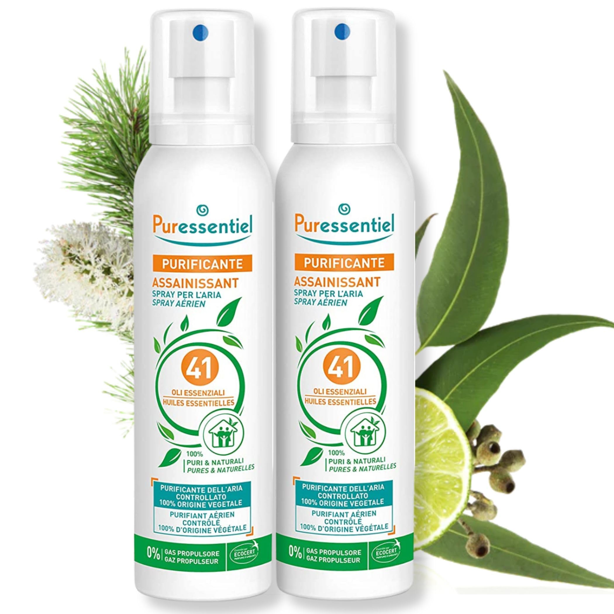 Spray Purificante per l'Aria ai 41 Oli Essenziali Puressentiel, Purifica, Tratta e Igienizza i Tessuti (200 ml (Confezione da 2))
