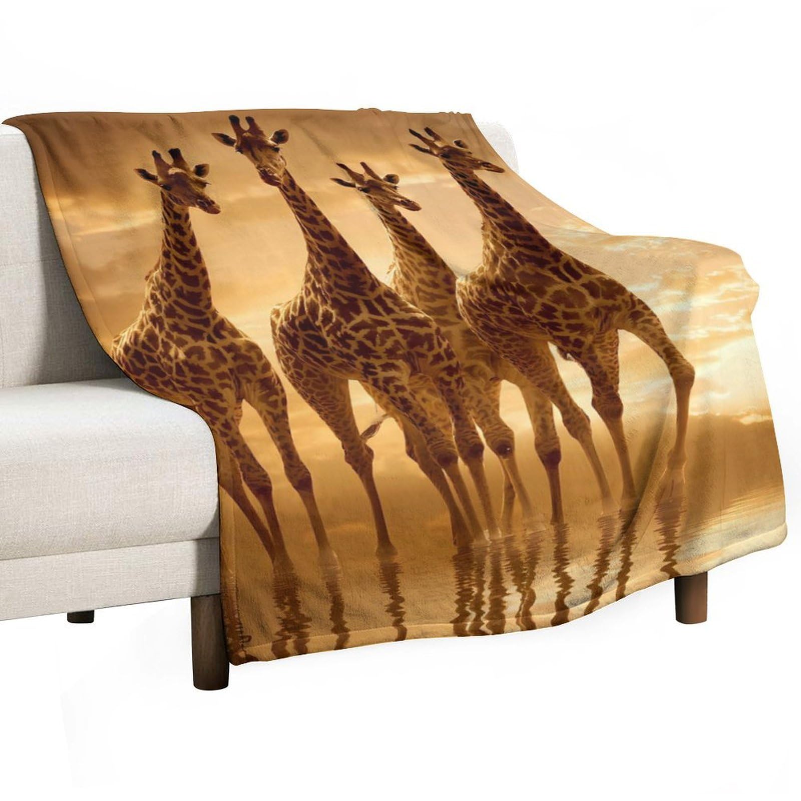 Cgsbngha Style Giraffe Wild Animal Flannel Fleece Blanket Lightweight Soft Throw Blankets For Sofa Couch Bed Chair