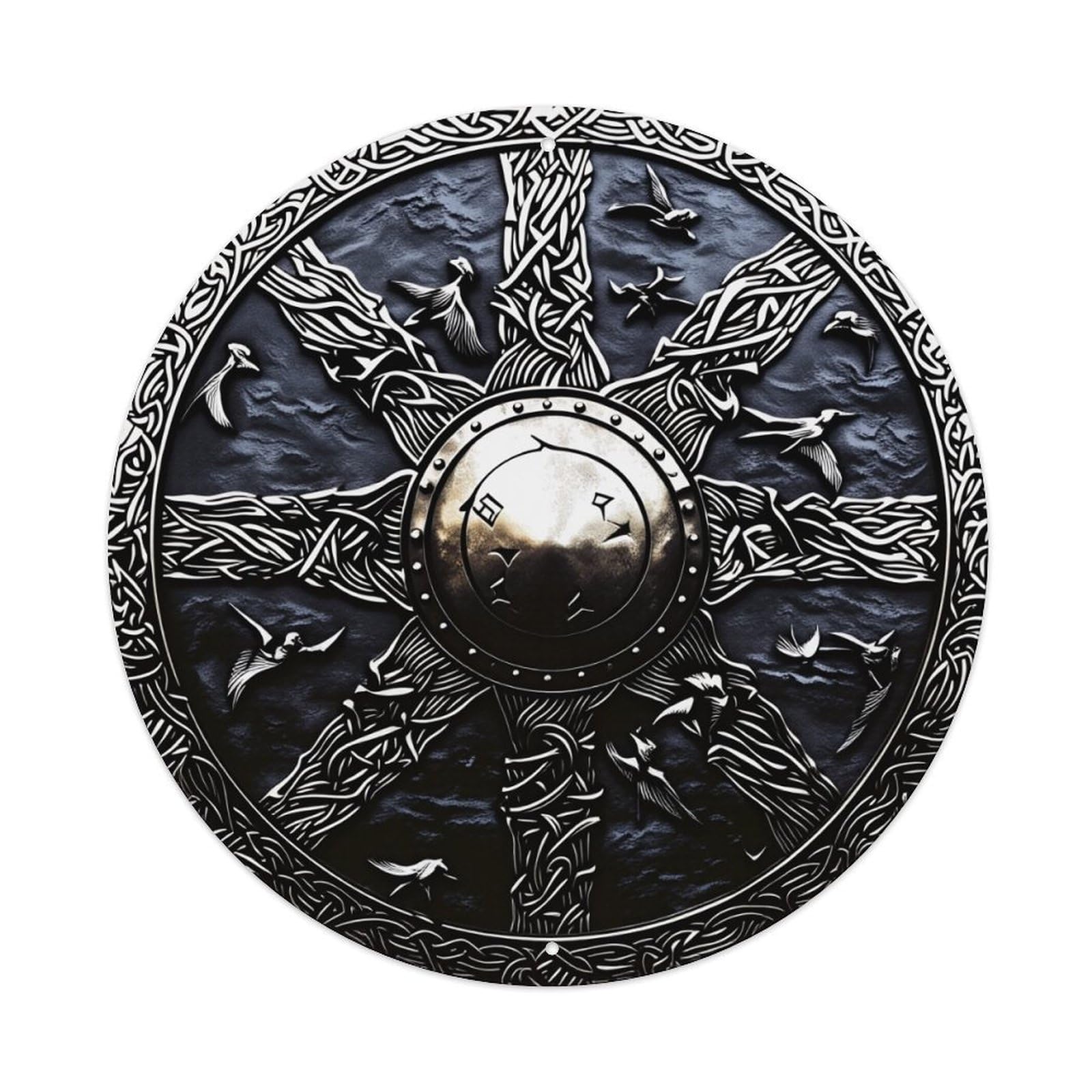 Celtic Knotwork Birds And Dragons Round Tin Sign Vintage Metal Poster, Home Bar Garage Man Cave Cafe Indoor & Outdoor Wall Decoration 8x8Inches