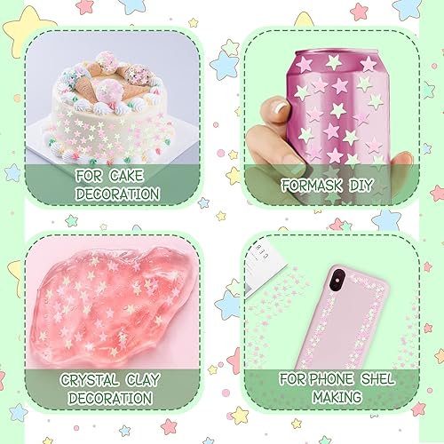 Miniatura 4 de Rodajas de polímero de estrella de 3.53 oz, rebanadas de arcilla suave, rebanadas de resina, rebanadas de arte de uñas, suministros para arte de