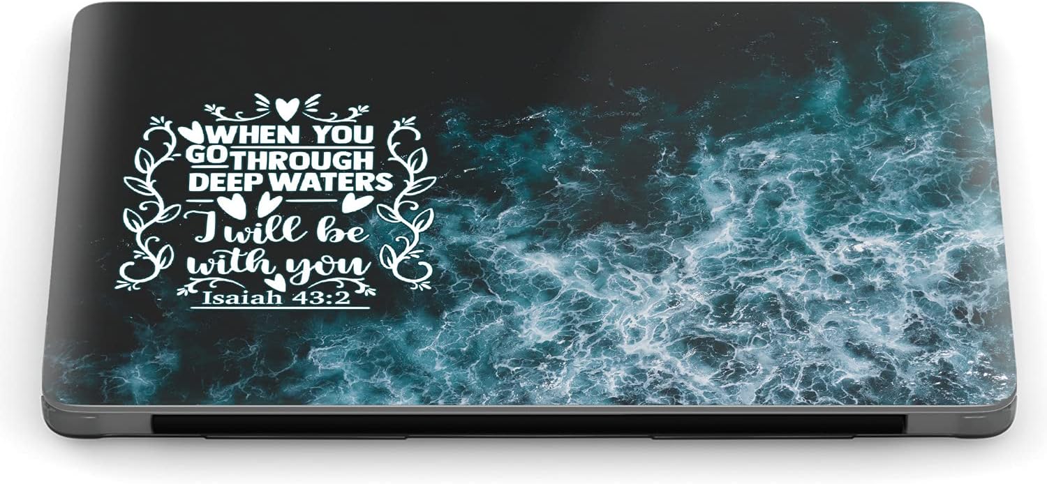Mertak Hard Case Compatible with MacBook Pro 16 14 Air 15 13 inch M3 M2 M1 Mac 2024 2023 2022 2018 Isaiah 43:2 Protective When You Go Through Deep Waters Laptop Bible Scripture Sea Cover Plastic
