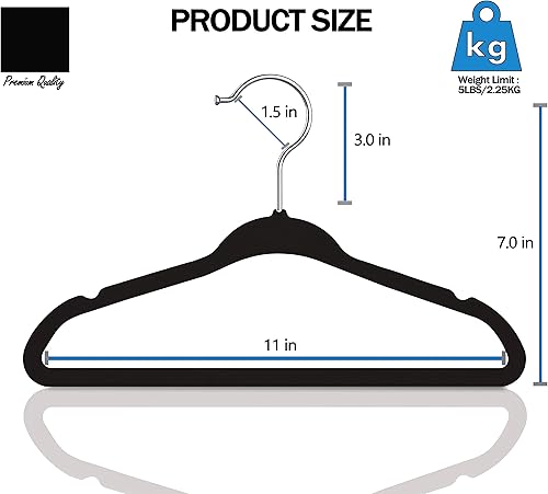 Miniatura 2 de GVTECH Perchas de terciopelo para niños, paquete de 50 perchas duraderas de tela para niños para armario, perchas perfectas para niños pequeños para