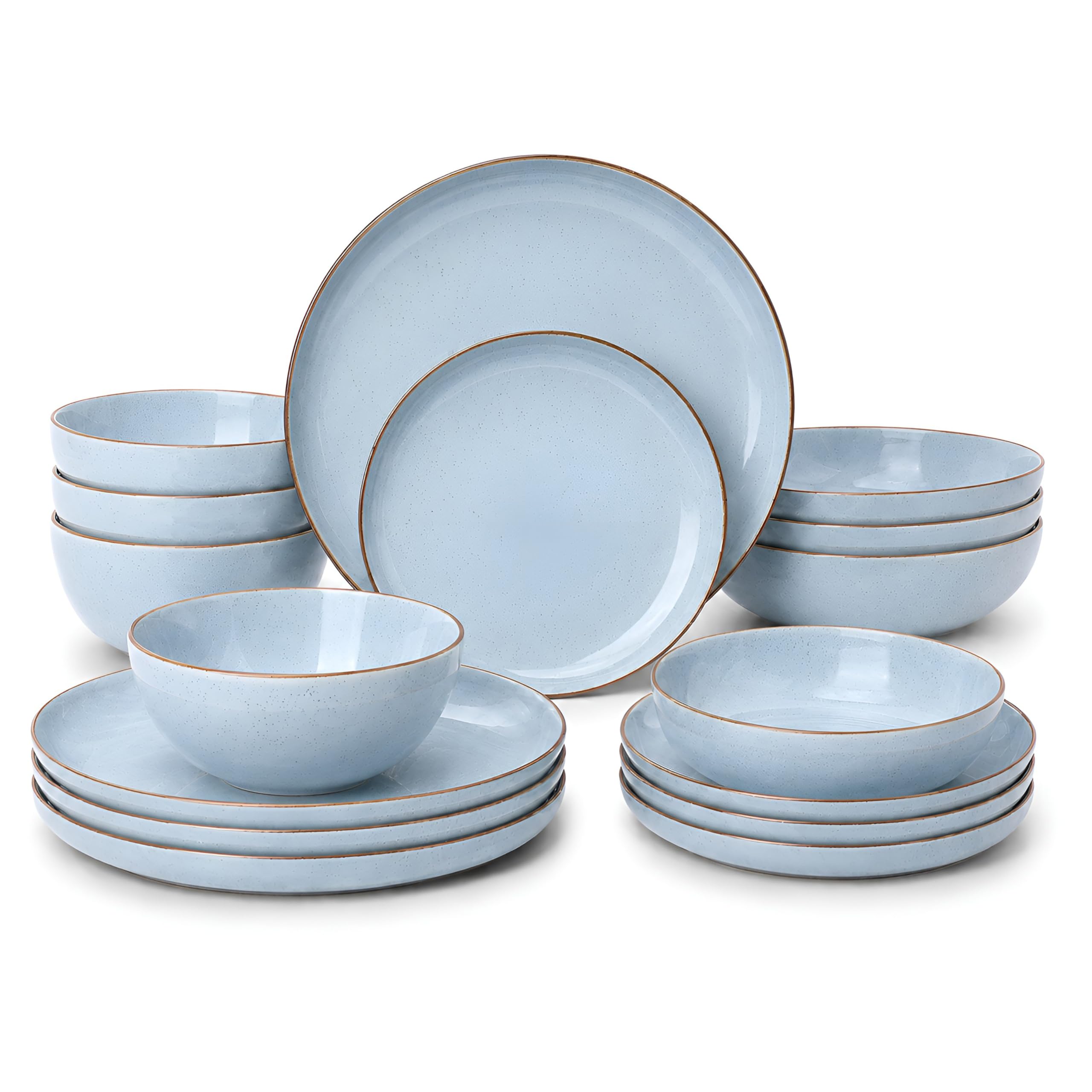 DIVCHI 16-Piece Dinner Set for 4 Ceramic Dinnerware Set (Light Blue)