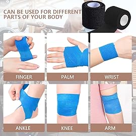 KISEER 15 Pack 2 Inch x 5 Yards Black Self Adhesive Bandage Breathable Cohesive Bandage Wrap Rolls Elastic Self-Adherent Tape for Stretch Athletic, Sports, Wrist, Ankle