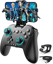 Bluetooth Controller for iPhone/Mobile Phone/Switch/Mac/iPad/Android/Laptop, Switch Pro Controller Gamepad Joystick for Apple Arcade MFi Games With Clip, Backbone and Trigger Keys(Black with Clip)