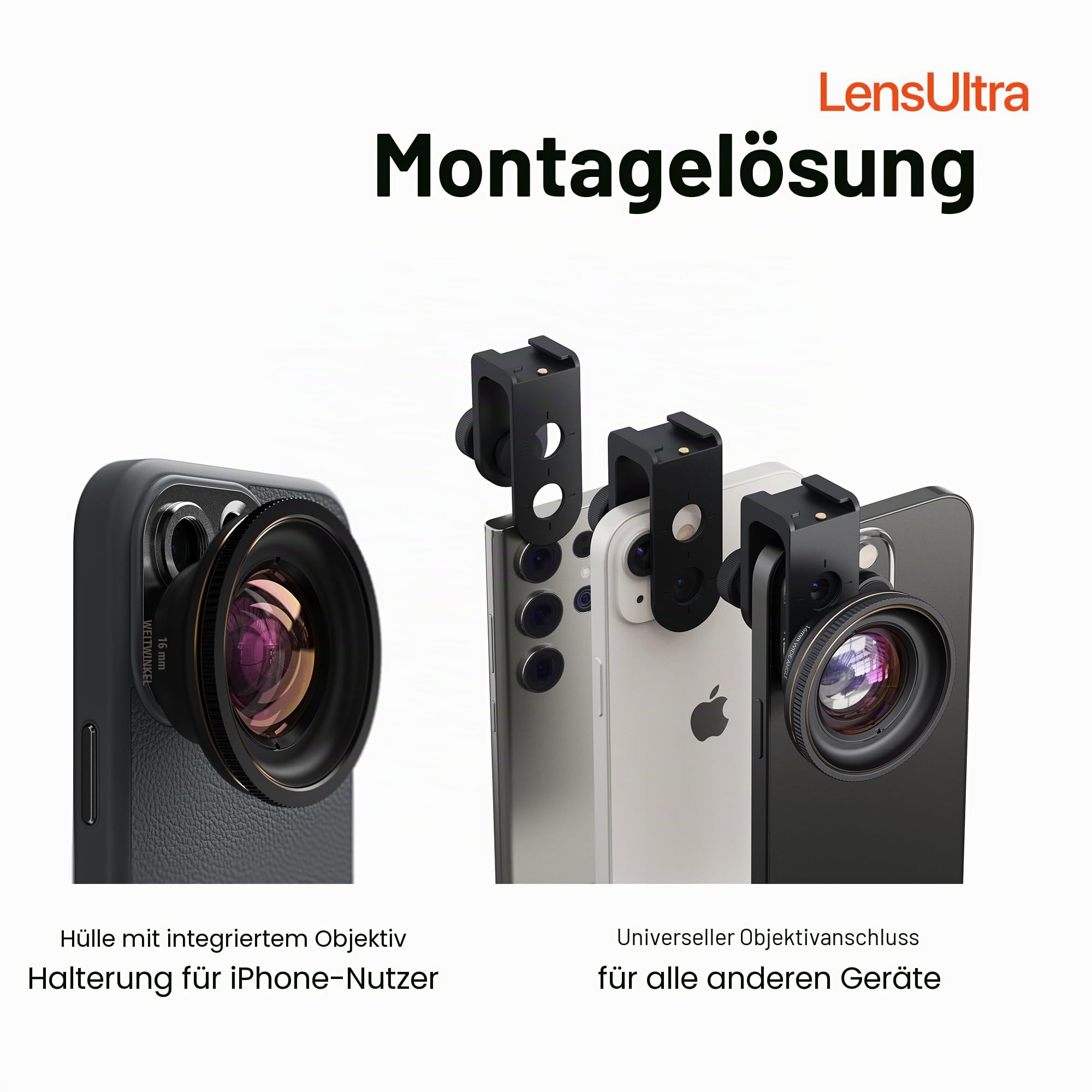 Shiftcam | LensUltra 16mm Weitwinkelobjektiv - 0,5X Vergrößerung, 100° Bildwinkel - Ultimative Klarheit für Aufnahmen auf Reisen, dynamische Perspektiven, doppelte Bildgröße.