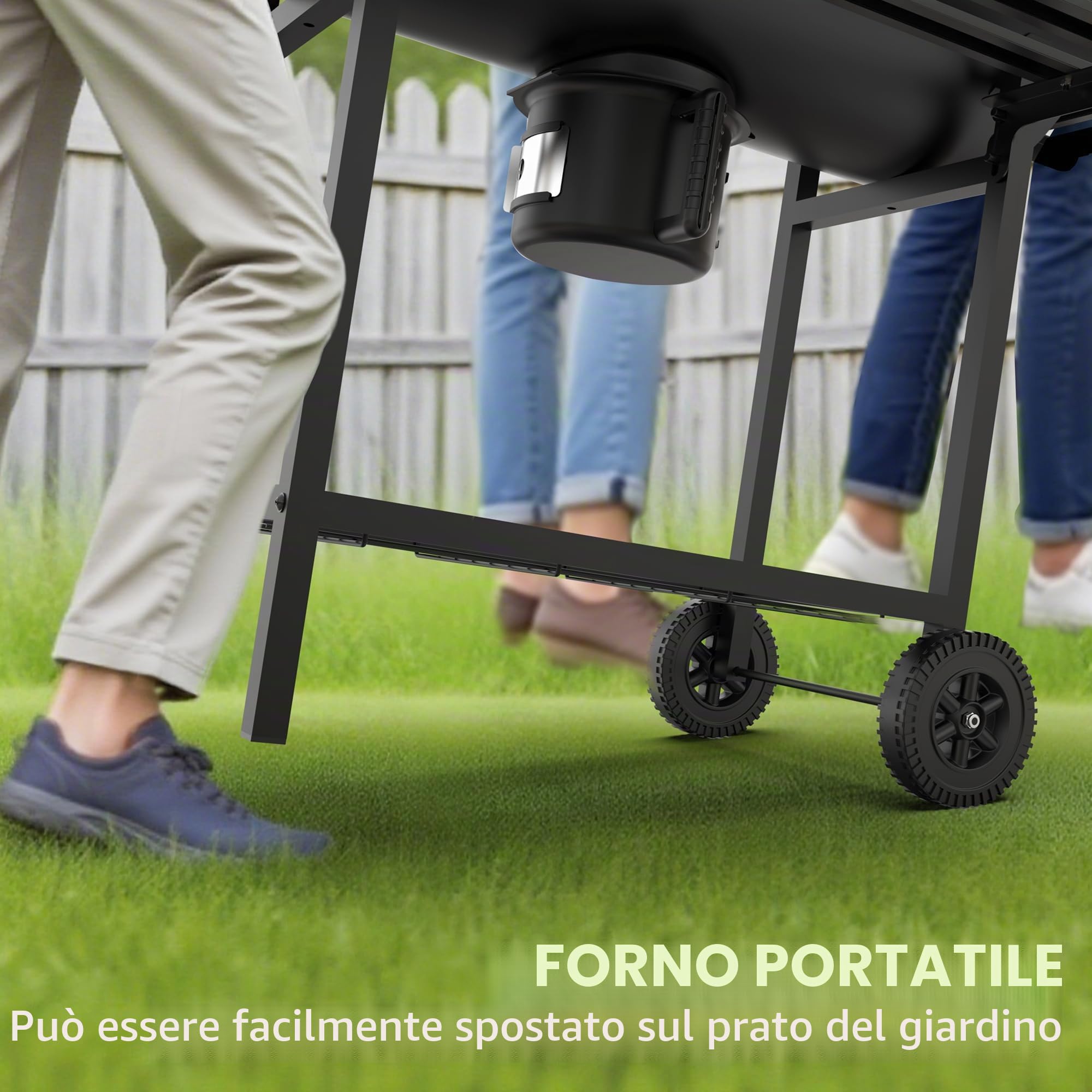 DEWINNER Barbecue a Carbone di Legno XXL con Griglia di Cottura XXL con Due Ripiani, Pinza per Carne alla Griglia, Sfiato Regolabile, Guanti Anti-Bruciore
