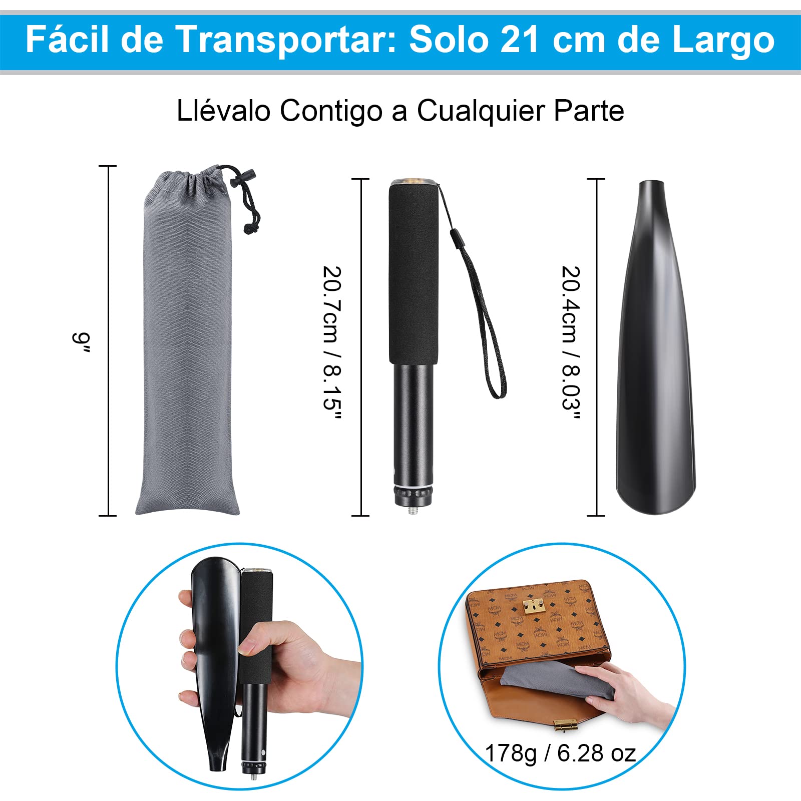 Mishell Calzador De Zapatos Largo Telescópico 41-97cm Plástico Mango Metal