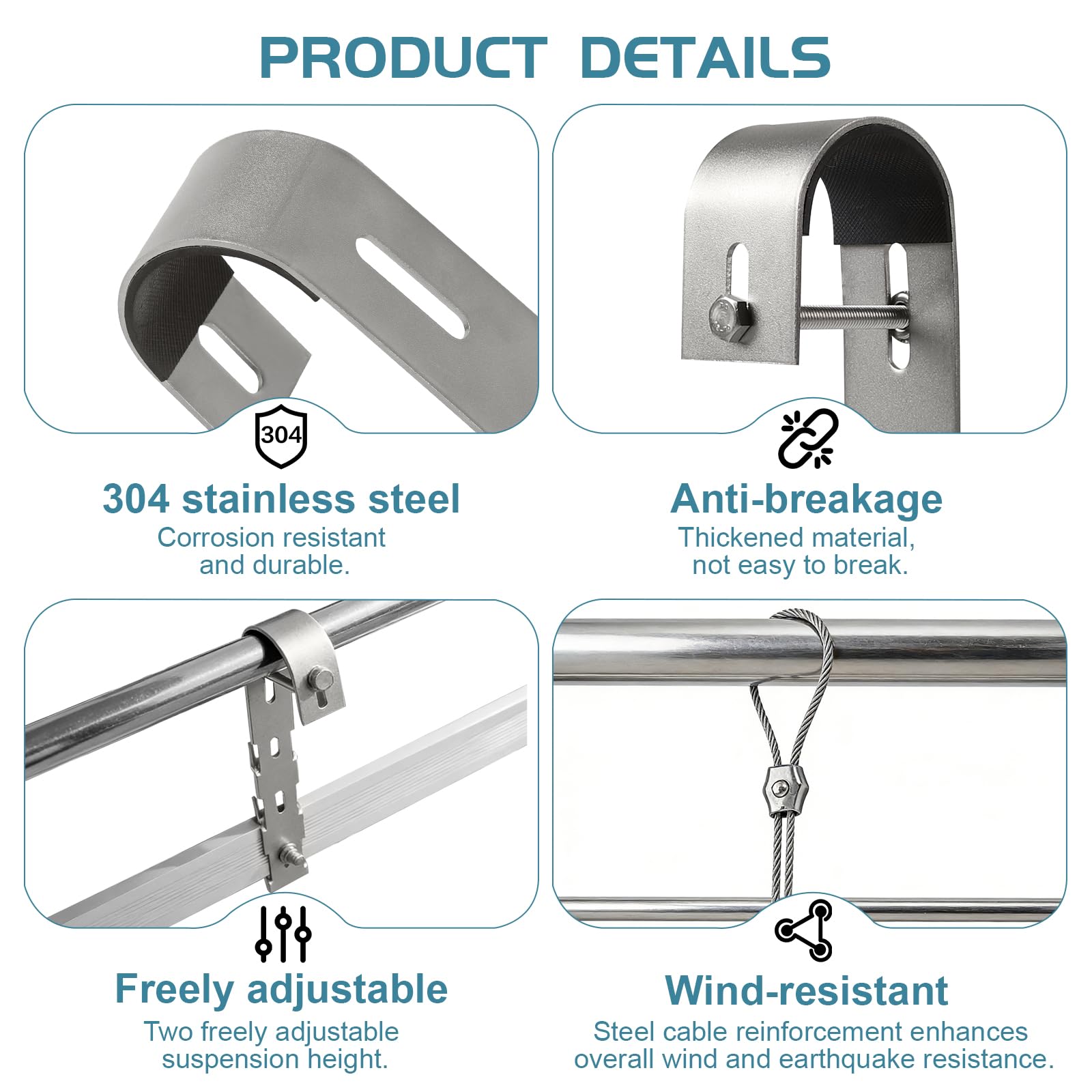 EXLECO Staffe per Pannelli Solari, Ganci per Balcone Fotovoltaico, Kit Montaggio Acciaio Inox