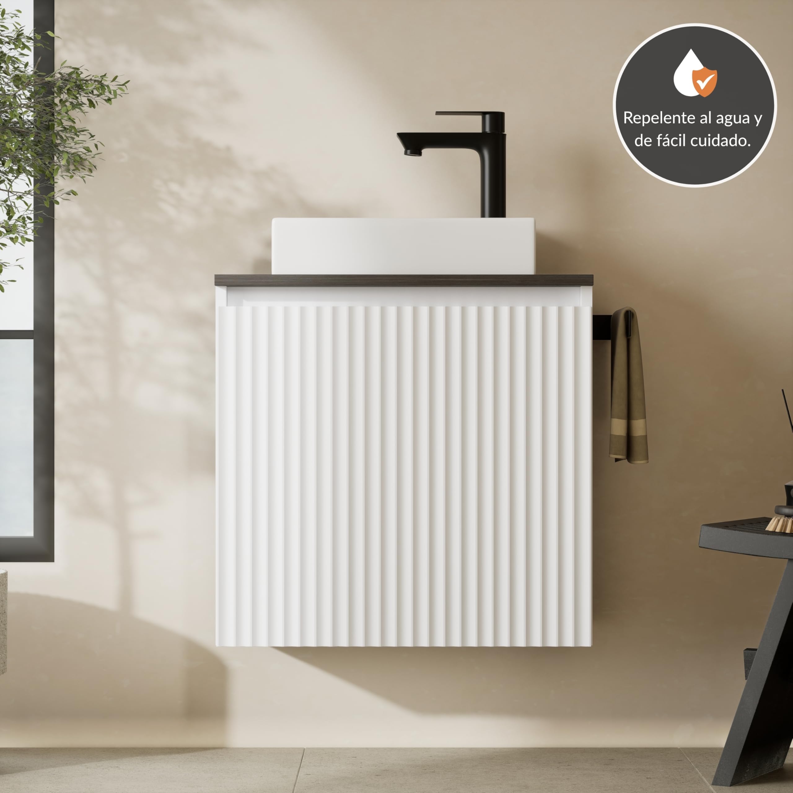 Planetmöbel Conjunto de Muebles de baño Lavabo con Mueble bajo 56 x 55 x 30 cm Blanco, Mueble bajo con Lavabo para baño, Aseo de Invitados y Cuarto