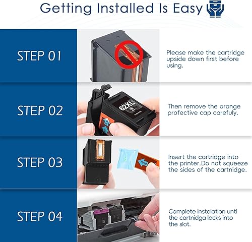 Miniatura 6 de 62XL - Cartucho de tinta de repuesto para HP 62 Combo Pack compatible con HP OfficeJet 200 200c 250 250c 258 5740 5741 Envy 5540 5541 5542 5543 5544