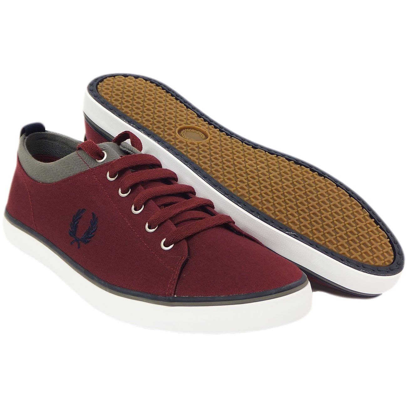 Fred Perry Mens Trainer Designer Canvas Footwear Pump Maroon
