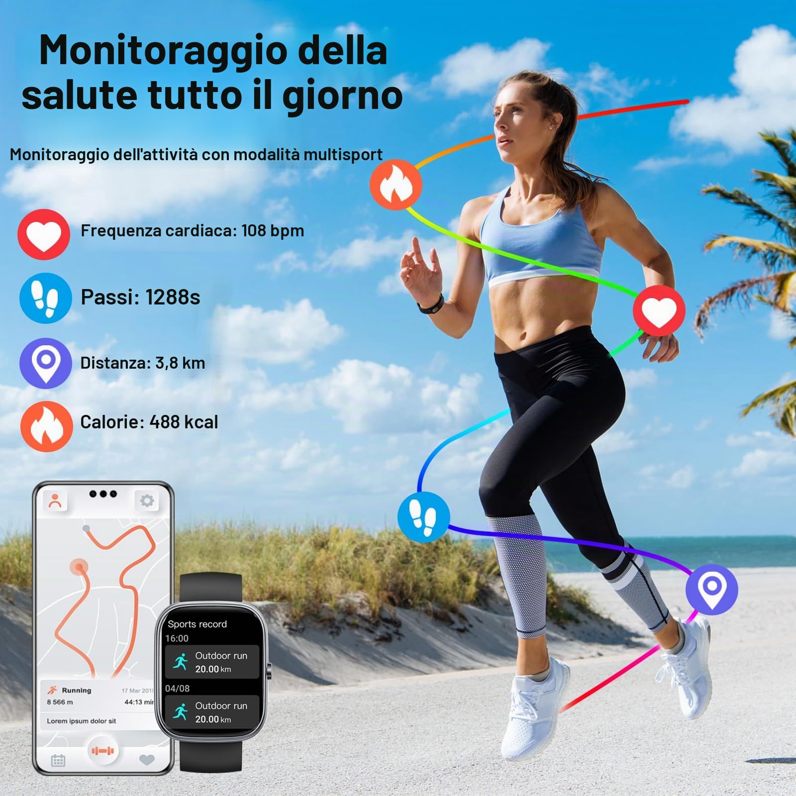 Smartwatch Uomo Donna, 1,91" HD Orologio Smartwatch Uomo con Effettua/Risposta Chiamate,Smart Watch Tracker 110+ Modalità Sportive con Contapassi/Sonno/Cardiofrequenzimetro per Android iOS | Smartwatch Pedometro Frequenza Cardiaca SpO2 Monitor Sonno, 113+