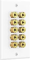 Vista 12 de Cable Matters Paquete de 2 placas de pared de alambre para altavoces, placa de pared de altavoz chapada en oro con enchufe tipo plátano para 2