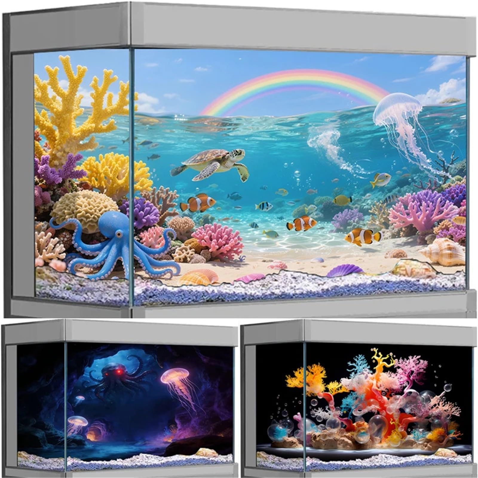 Etiqueta engomada del Fondo Acuario Efecto 3D