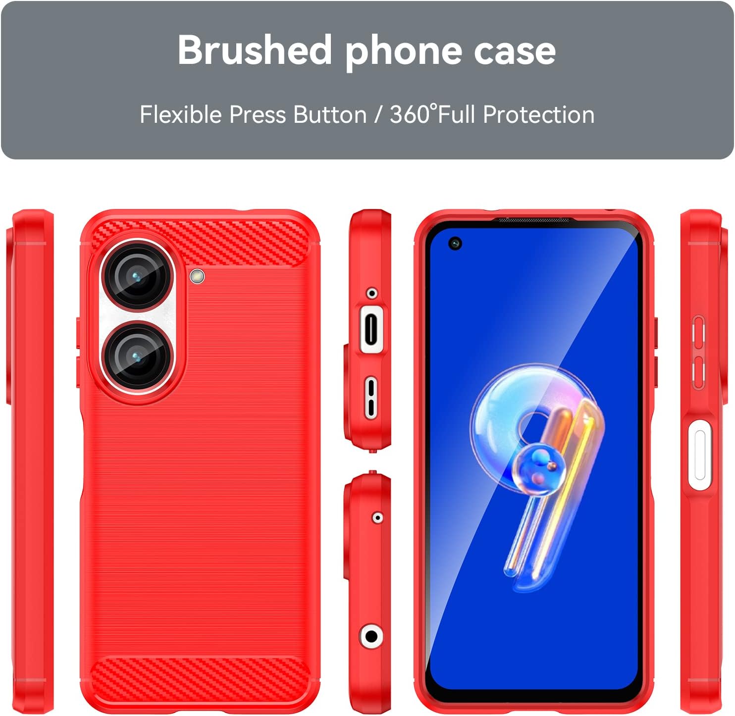 OIATROE Case for Asus Zenfone 10, Ultra Silm Cover [Lightweight] [Anti-Scratch] [Soft case] for Asus Zenfone 10 -Red