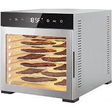 NEWBULIG 8 Stainless Steel Trays Food Dehydrator, 500W High Power Electric Food Dryer, 24 Hours Timing, 185F Adjustable Temp, Perfect for Fruit, Meat, Jerky, Herbs and Dog Treats