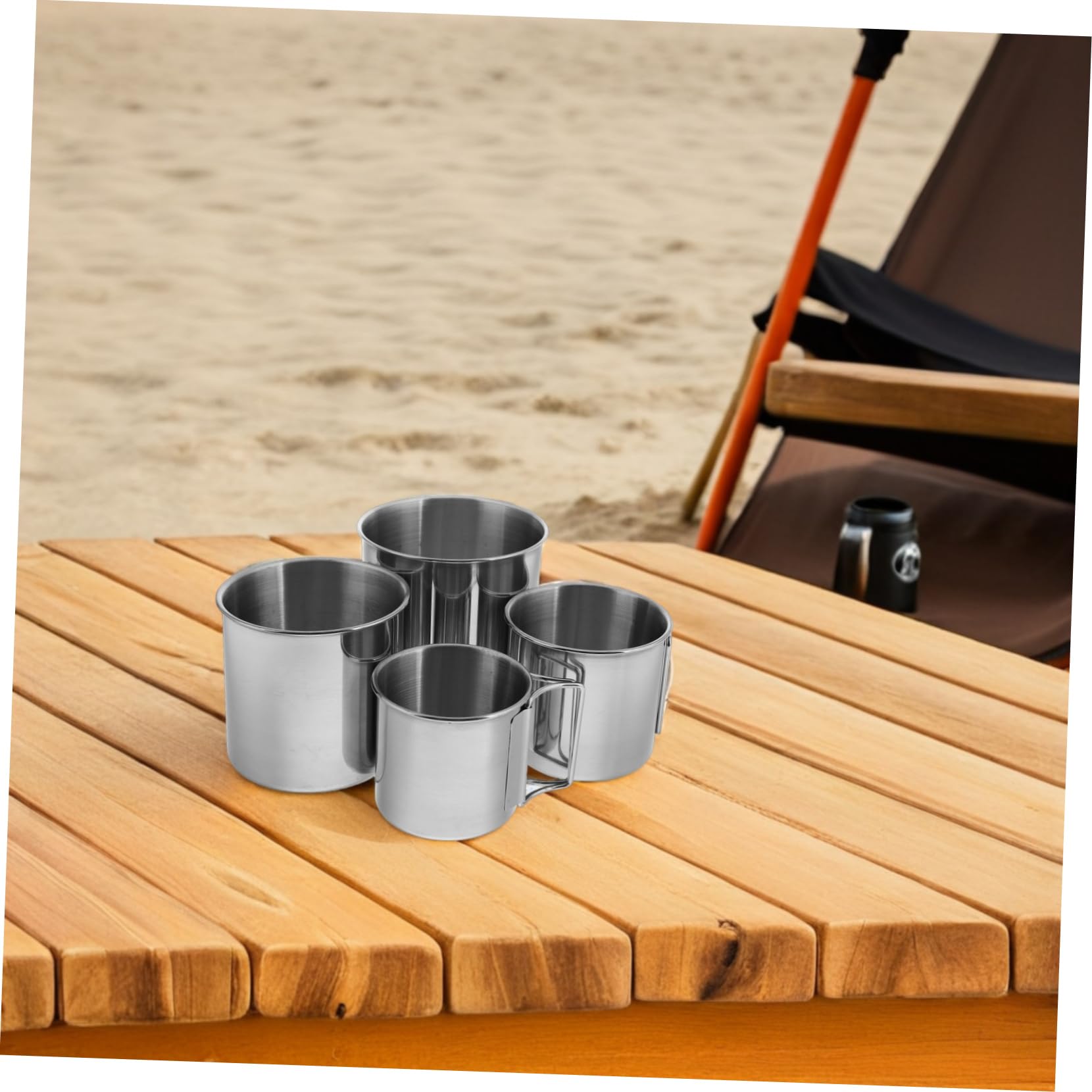 Toyvian 4stücke Klappbarer Edelstahlkaffeebecher Camping-becherset Mit Tragbarem Griff Reisebecher Für Wanderungen Und Multifunktionaler Wasserbecher Für Outdoor-aktivitäten