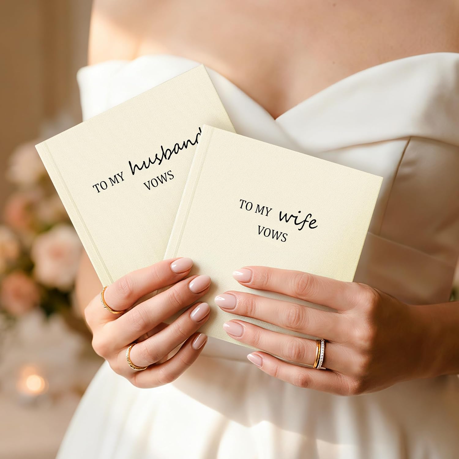 AKONEGE Wedding Vow Books His and Hers, Set of 2 Linen Hardcover Vow Booklets for Bride and Groom, Lined Pages Wedding Ceremony Vows, Elegant Keepsake for Engagement, Wedding Day