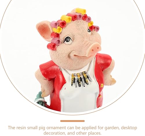Miniatura 8 de FOMIYES Figuras de cerdo de dibujos animados, estatua de cerdo de resina, lindas figuras de pastel de animales, escultura de cerdo de jardín, adorno