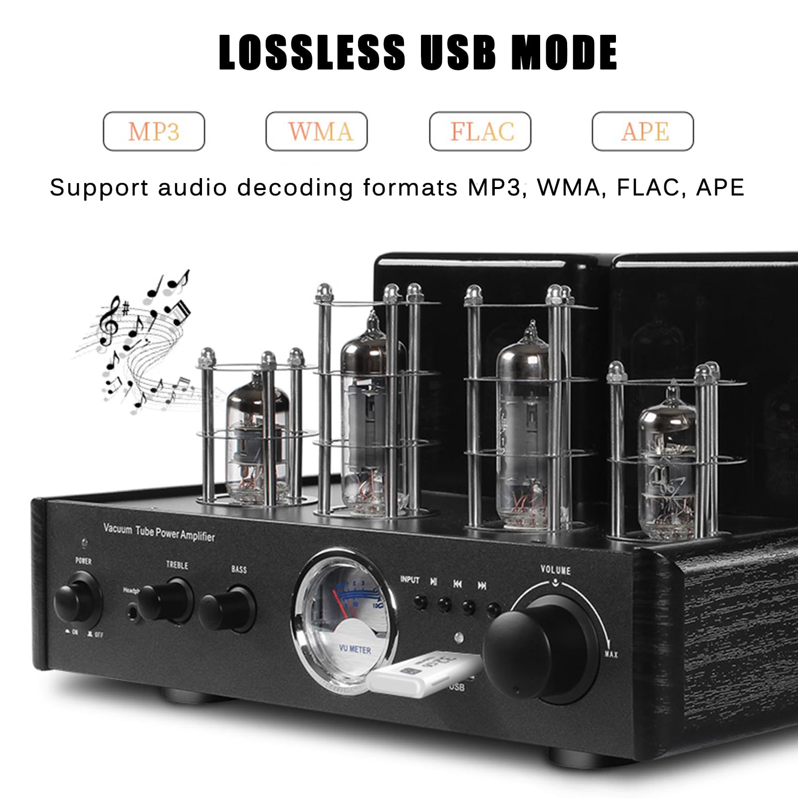 Stereofoniczny hybrydowy wzmacniacz lampowy, wzmacniacz audio, domowy odkurzacz stereo na biurko, z 4 lampami próżniowymi, do kina domowego
