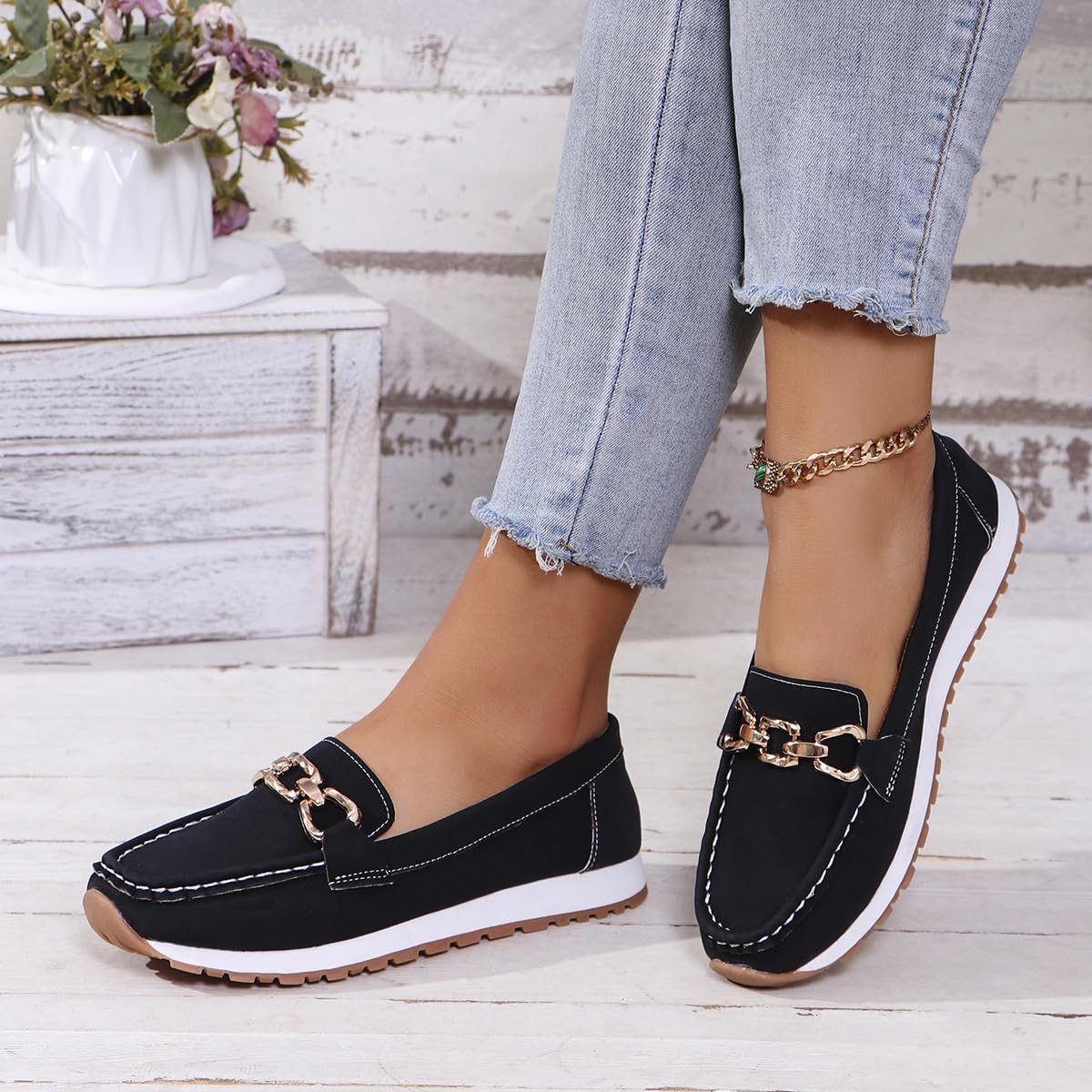 shownicer Mocassins Femme Confortables Plateforme Orthopédiques Loafers Decontracte Légères Chaussures