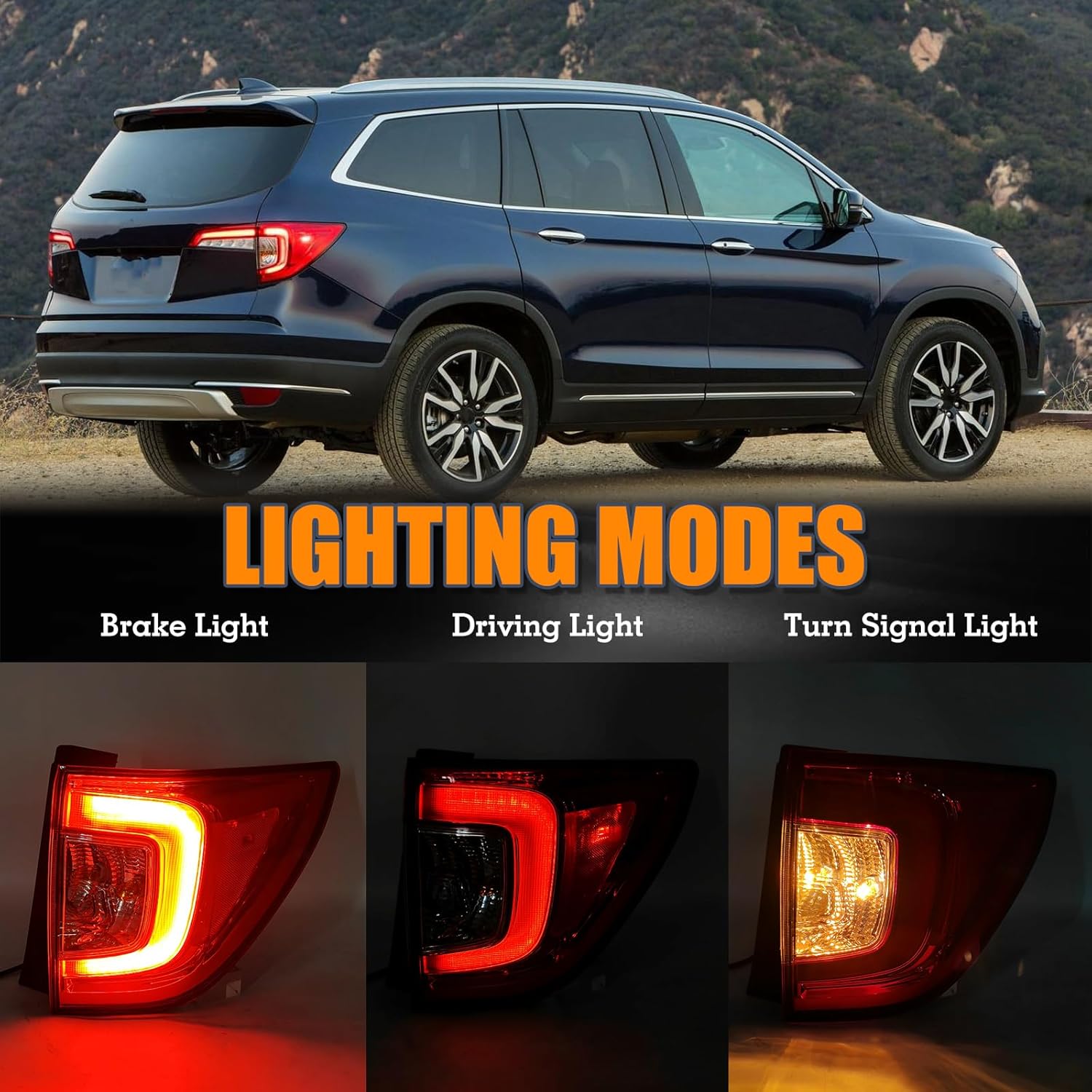 Right Outer Tail Light Assembly Compatible With 2019-2022 Honda Pilot Rear Light Brake Lamp Right Passenger Side 33500TG7A11 HO2805120