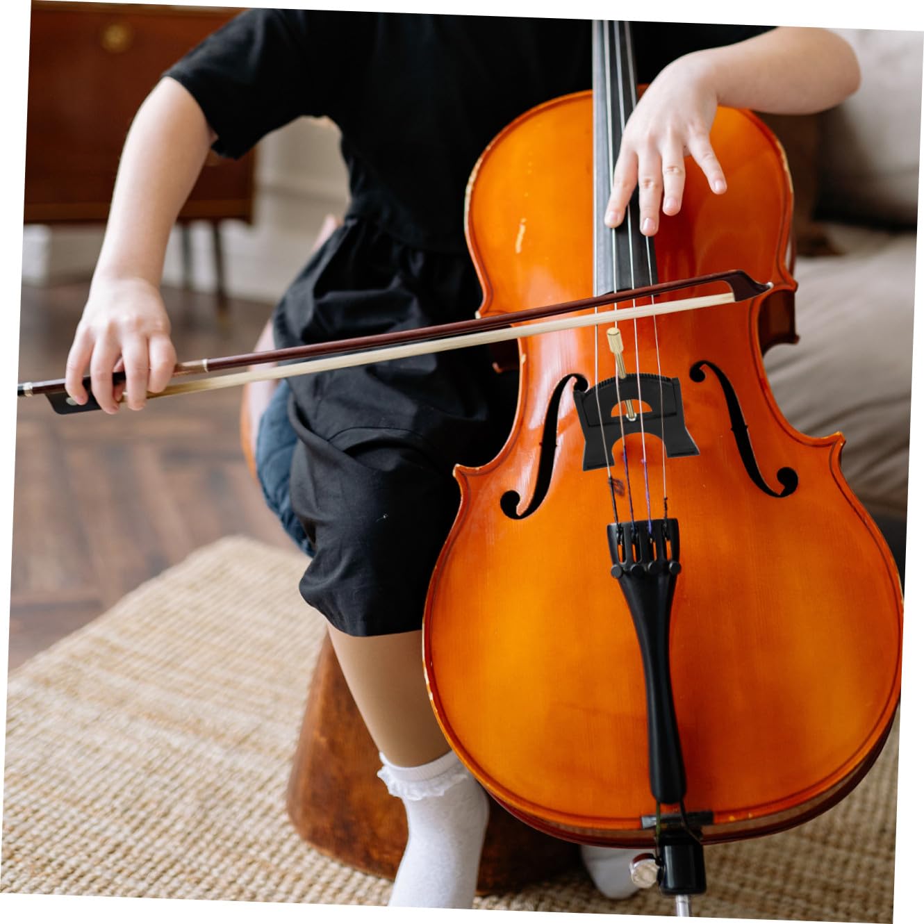 Yardwe 1 Stück Violoncello Saitenheber Cello Brücke Wechselwerkzeug Höhenverstellbar Langlebig Sicher für Saitenwechsel für Musiker und Instrumentenbauer Schwarz