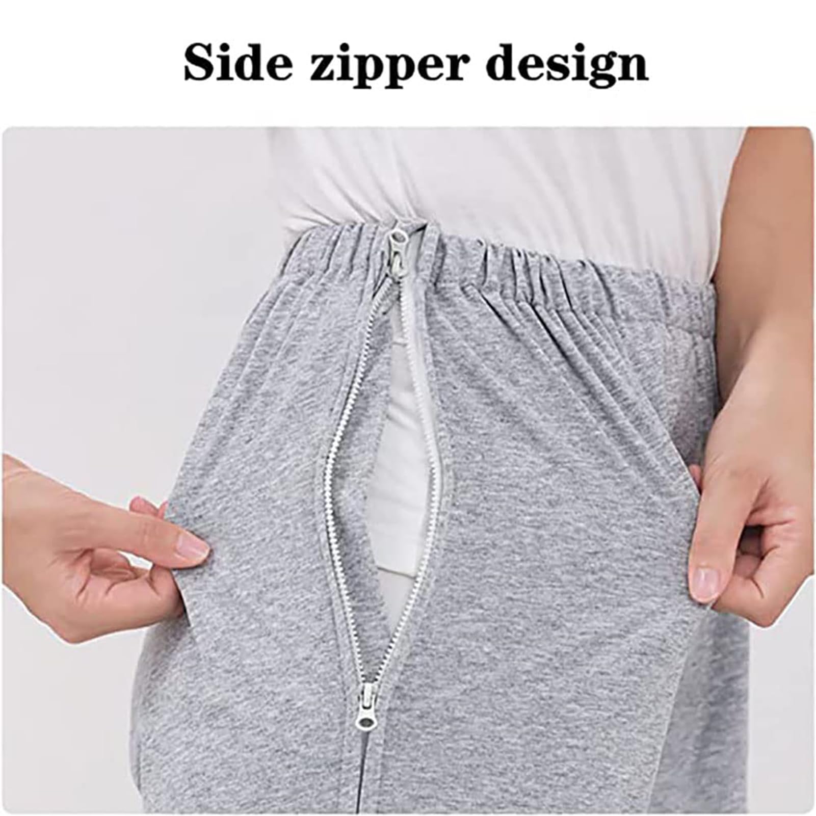 Pantaloni per la Cura Dell'incontinenza per Incontinenza, Adulto Incontinenza Chirurgia Cerniera Pantaloni Aperti, Facili da Indossare E da Togliere, Grigio