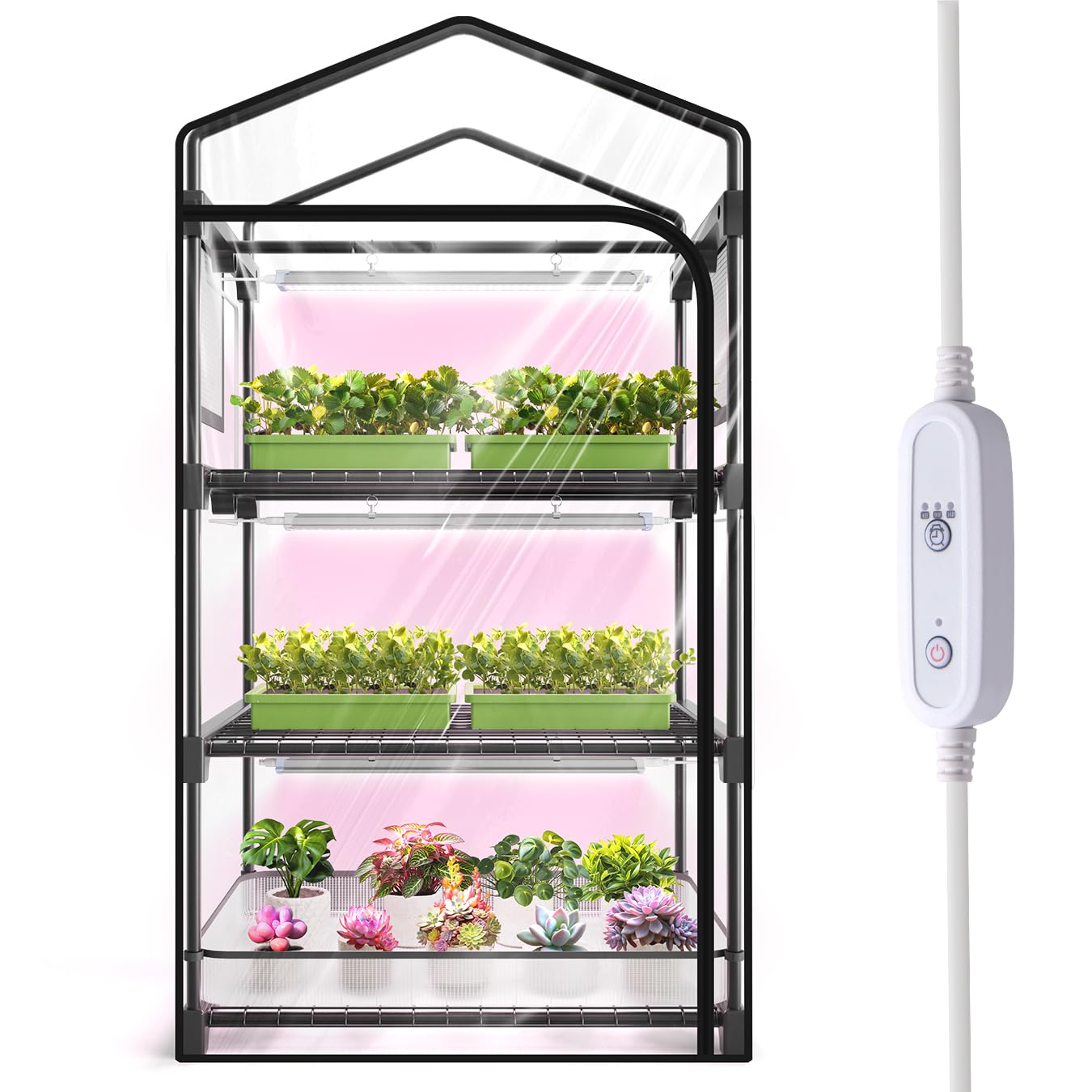 SpeePlant Indoor Greenhouse with Grow Light 3-Tier