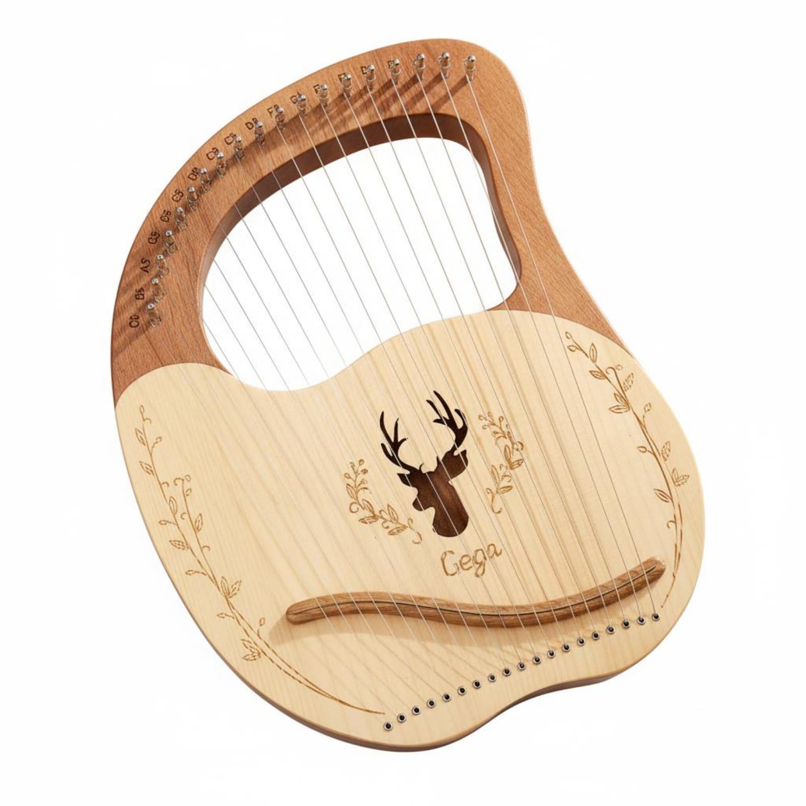 Easy to Tune 19-String Lyre Harp Lightweight 19 String Lyre Wooden Body Warm Clear Tones for Beginners, Practice, Travel, Wood, 19-String-picture-13
