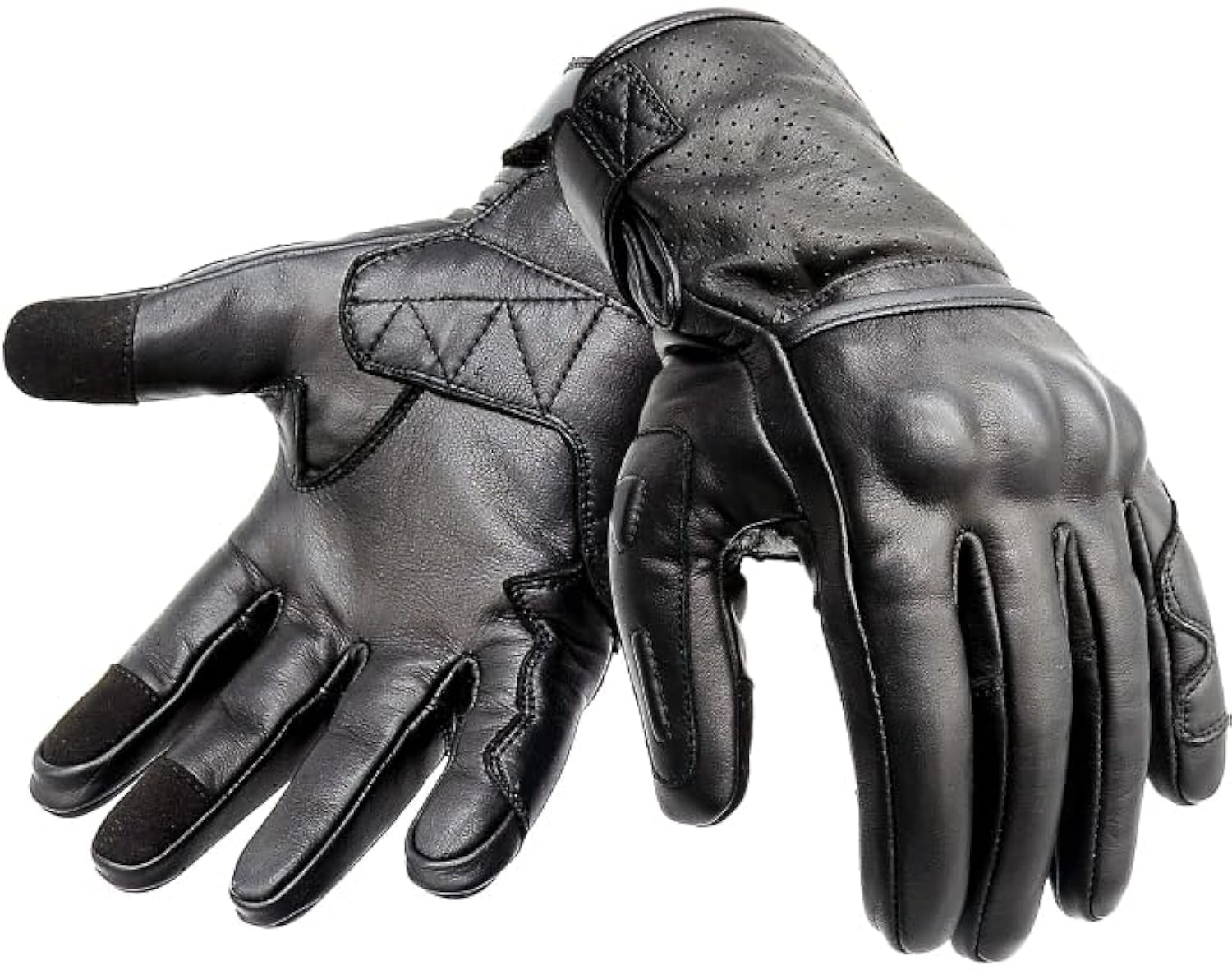Gants de moto en cuir de qualité supérieure pour écran tactile - Gants de course pour homme