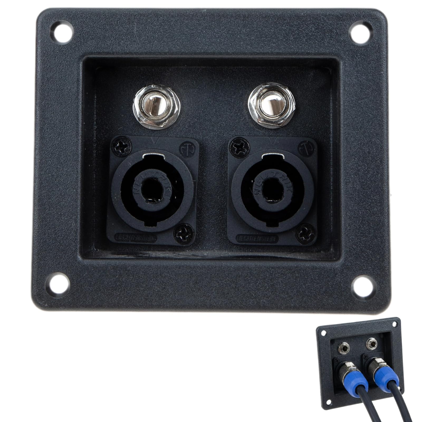 Speaker Box Terminal Cup, 2-Way Square Binding Post Jack Plate with Screw Type Connectors for DIY Speaker Box, Home Theater & Car Audio Subwoofer