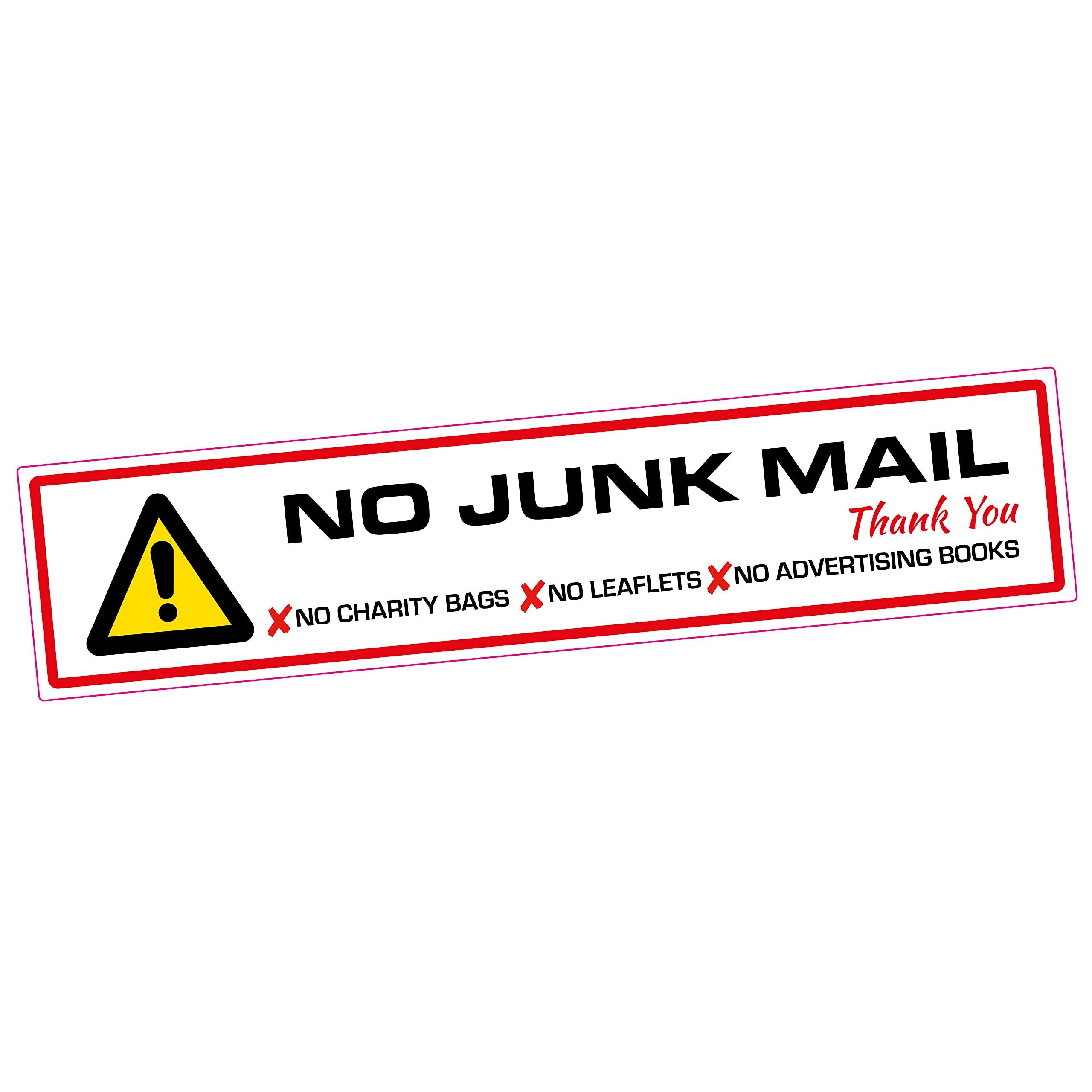 Printwhizz Full Colour Ltd No Junk Mail Vinyl Sticker For Front Door Or Letterbox - No Charity Bags No Leaflets - All Weather Self-Adhesive