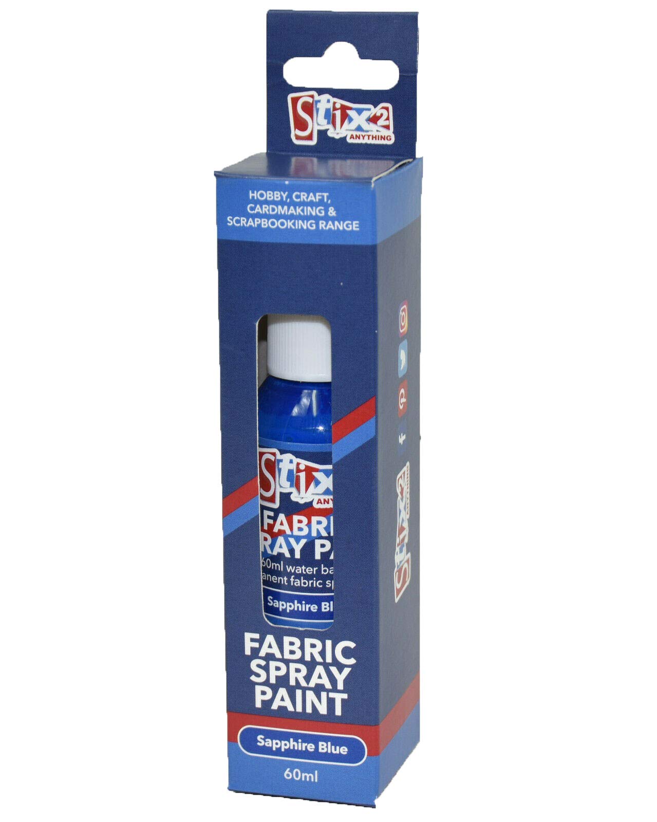 Stix2 Fabric Fashion Spray Paint Permanent Art & Craft T-Shirt Textiles Assorted Colours (Sapphire Blue)