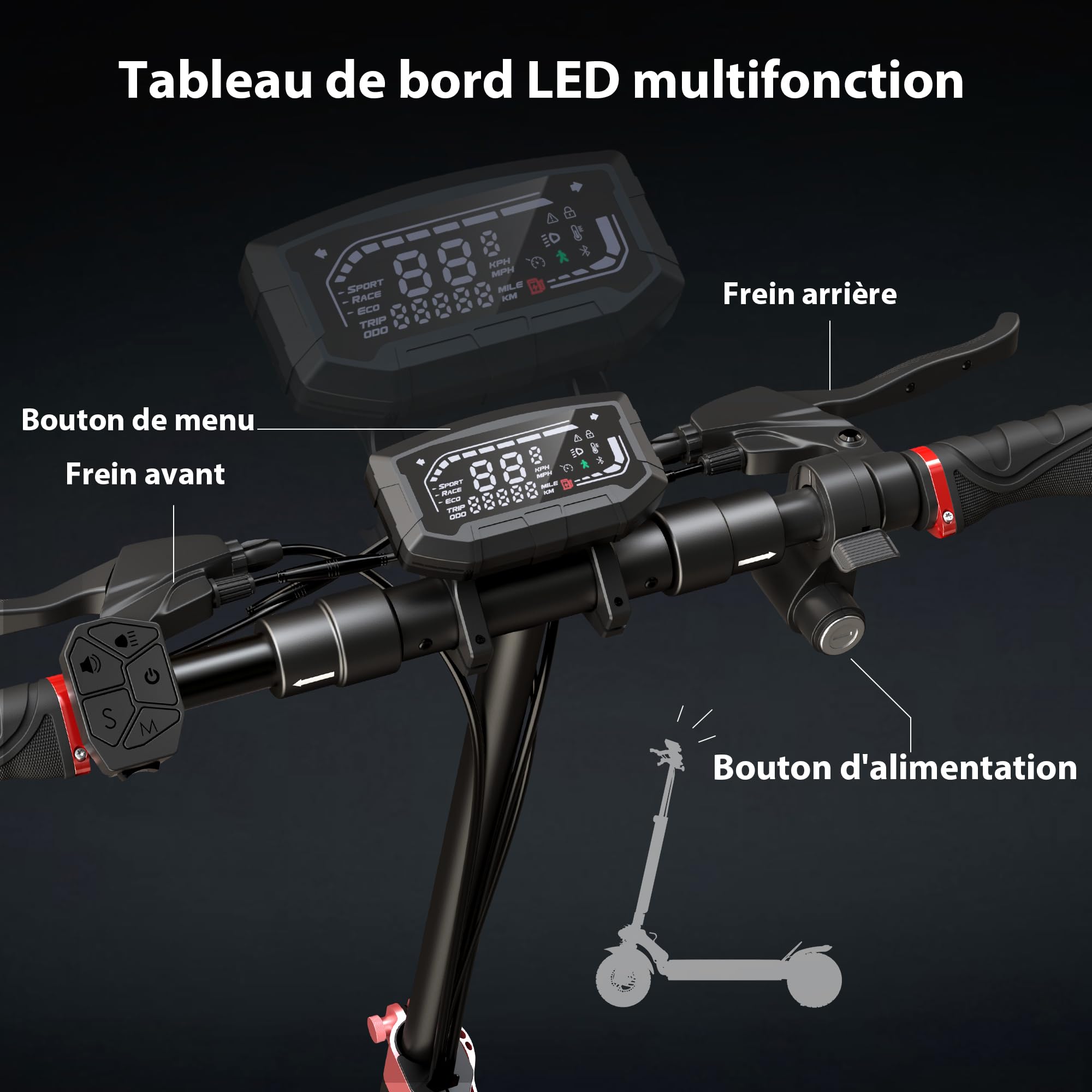 iScooter Trottinette Électrique Adulte 800W 10" Pliante | Moteur sans balais 800W, suspension quadruple, frein EABS + disque, APP Bluetooth