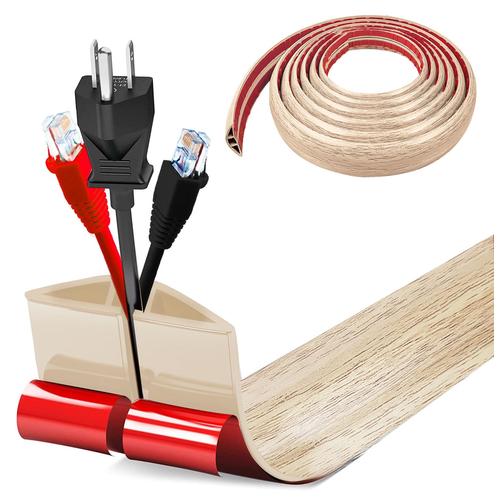 Pasacables Suelo, Canaleta Cables Suelo, 3.0M x 3cm Protector de Cables para Suelo, Cubiertas de Suelo para Cables Autoadhesiva Montaje para Todos los Hogar, Oficina, Escuela, Almacén(Gris-Redondeado) — view 14