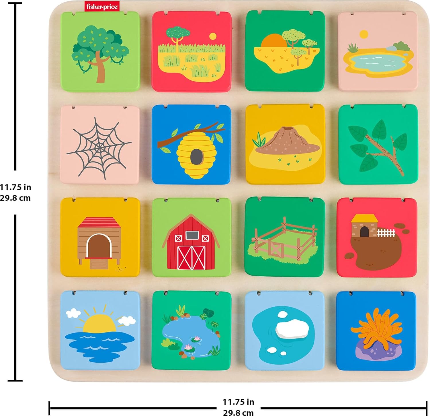 Fisher-Price Wood Preschool Toy Lift & Reveal Board, Early Learning Activity for Fine Motor Developmental Play Kids Ages 3+ Years image 6 of 6 B0DR3YXSPZ