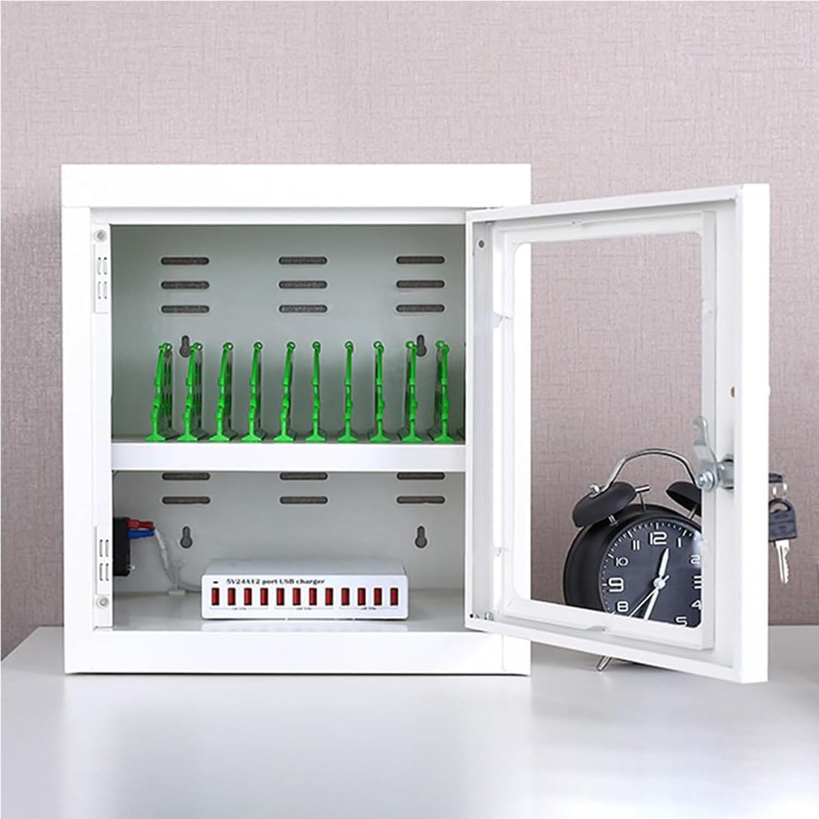 GTHTUHFD Cellphone Usb Station Lockers Rechargeable Mobile Phone Charging Cabinet,Aluminum Alloy Mobile Phone Cabinet,30Slots-30Slots,12Slots
