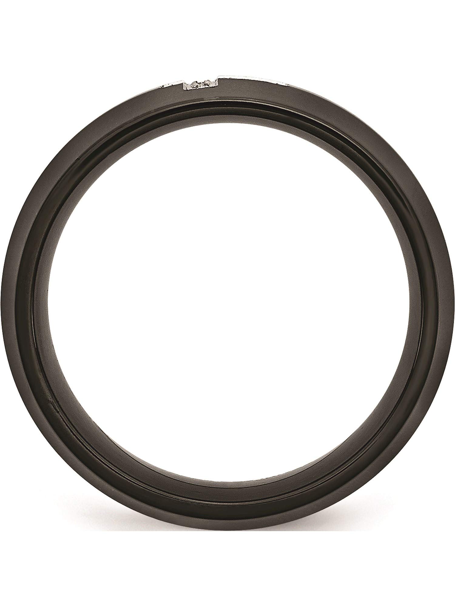Chisel Stainless Steel Black IP-Plated with Diamond Cross Ring (Width=8)