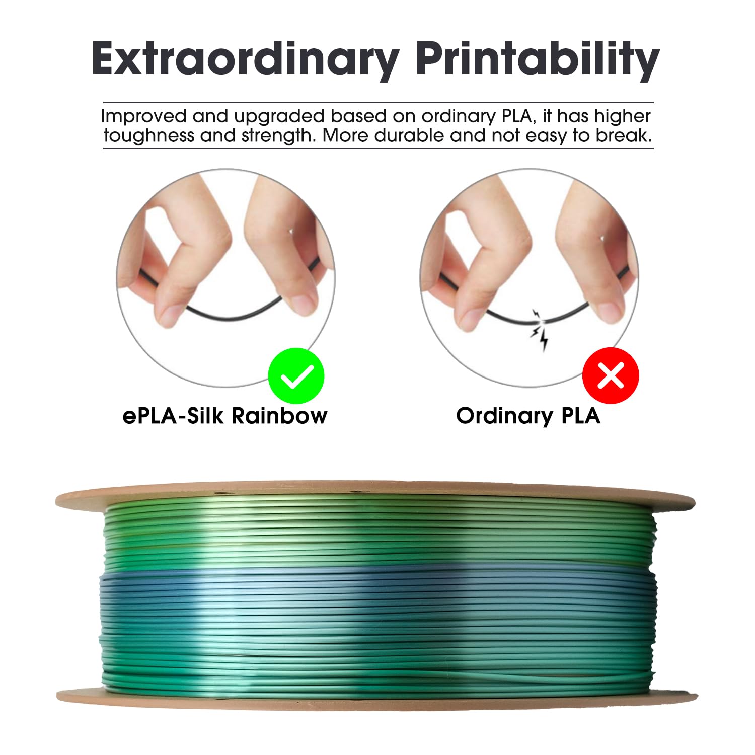 eSUN Silk Rainbow PLA Filament 1.75mm, filamento setoso multicolore per stampanti 3D PLA, colore sfumato che cambia bobina da 1KG (2.2 LBS) per stampanti 3D, Corallo Arcobaleno