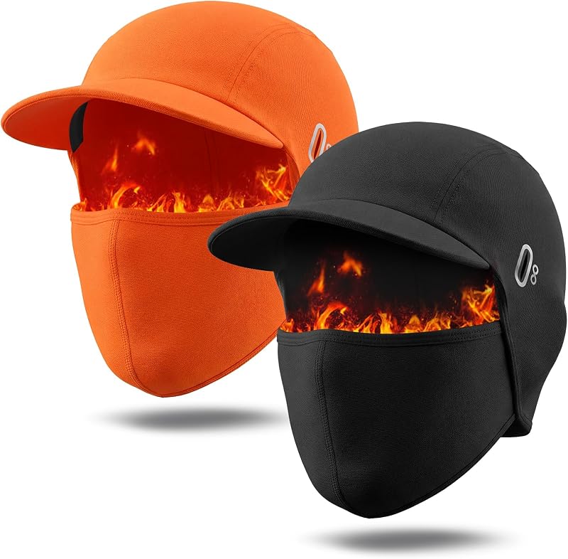 Gorros de ciclismo de invierno con visera, forro para casco con orificio para lentes, gorro térmico de invierno a prueba de viento con ala, 2 uds.