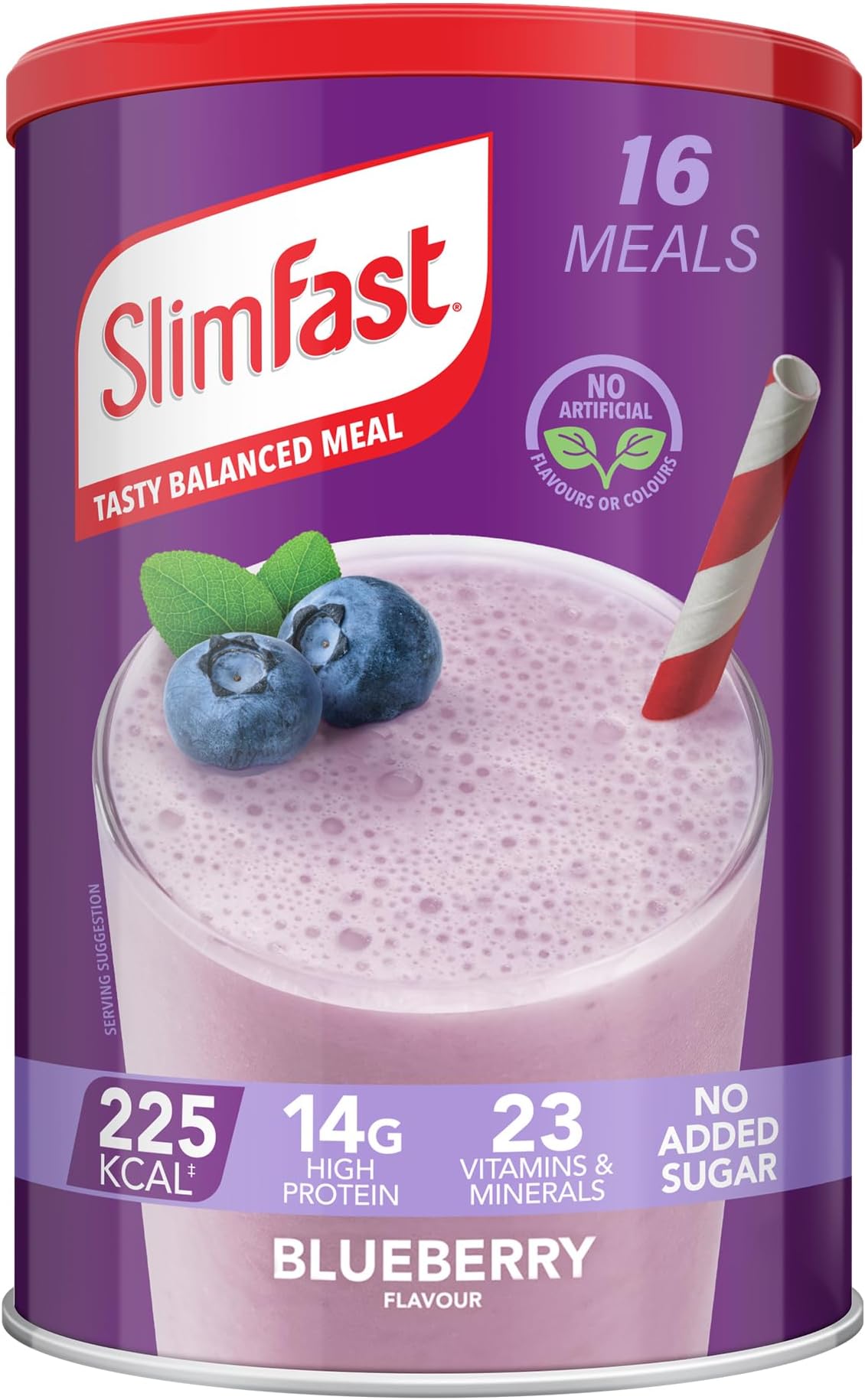 SlimFast Meal Replacement Shake for Weight Loss & Balanced Diet, Vitamins and Minerals, Low Calorie, High Protein, Blueberry Flavour, 16 servings, 584 g, Packaging May Vary