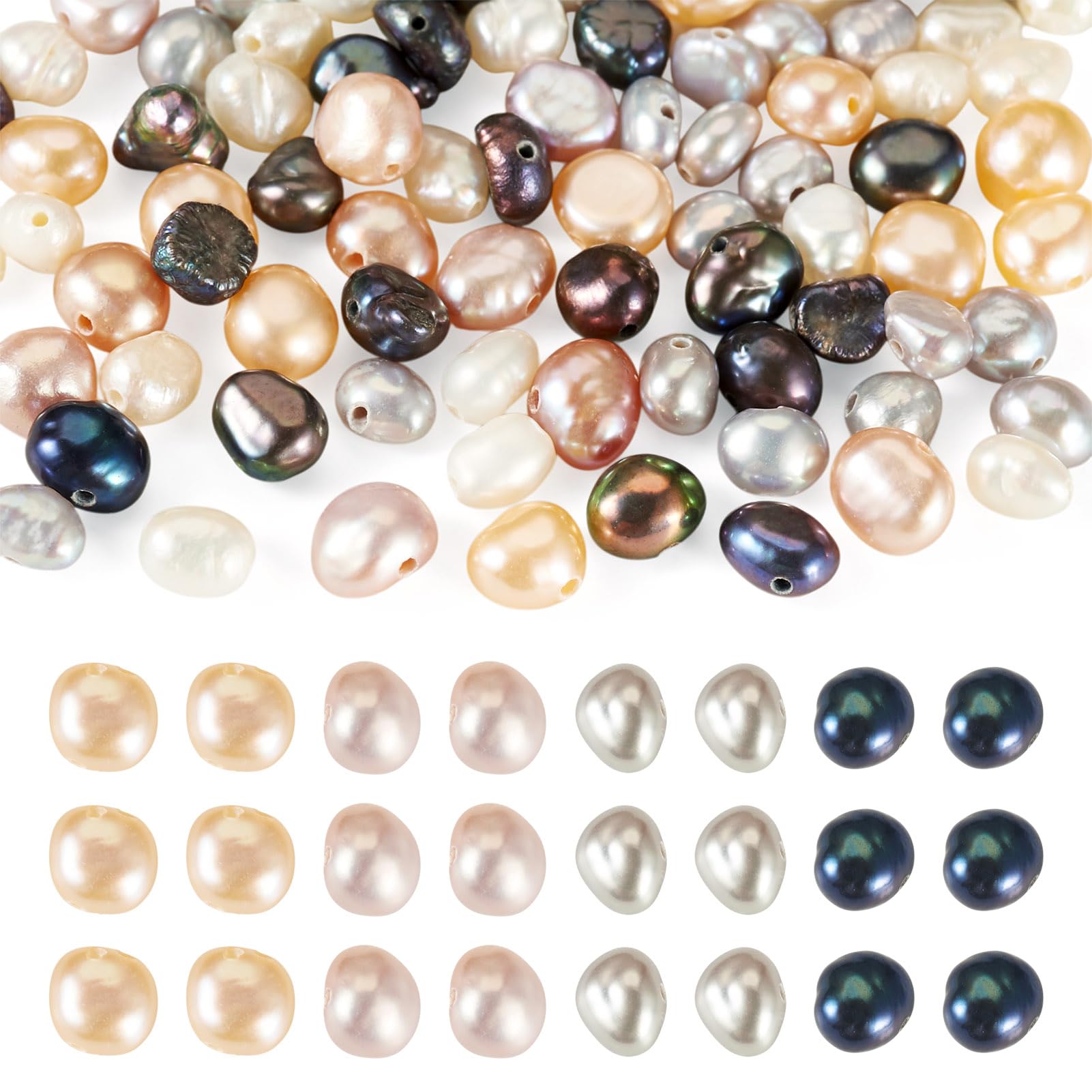 Crafans 80Pcs 3-7MM Natural Cultured Pearls 4 Colours Polished Freshwater Pearl Beads Dyed Irregular Summer Jewellery Pearl for DIY Crafting Necklace Earring Rings Jewellery Making — image 1