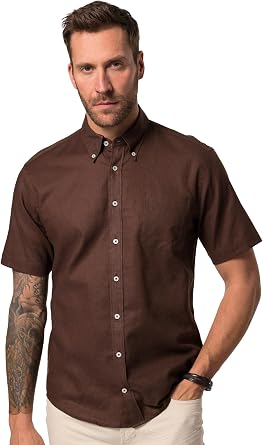 JP 1880 Menswear Big & Tall Plus Size L-8XL Short Sleeve Linen Blend Shirt 782692