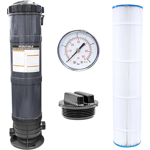 HYDROTOOLS BY SWIMLINE Sure-Flo Cartridge Pool Filter TANK & ELEMENT ONLY For Above Ground Pools | 100 SQ FT | For Pools Up To 21000 Gallons | Energy Efficient | Non-Corrosive Materials