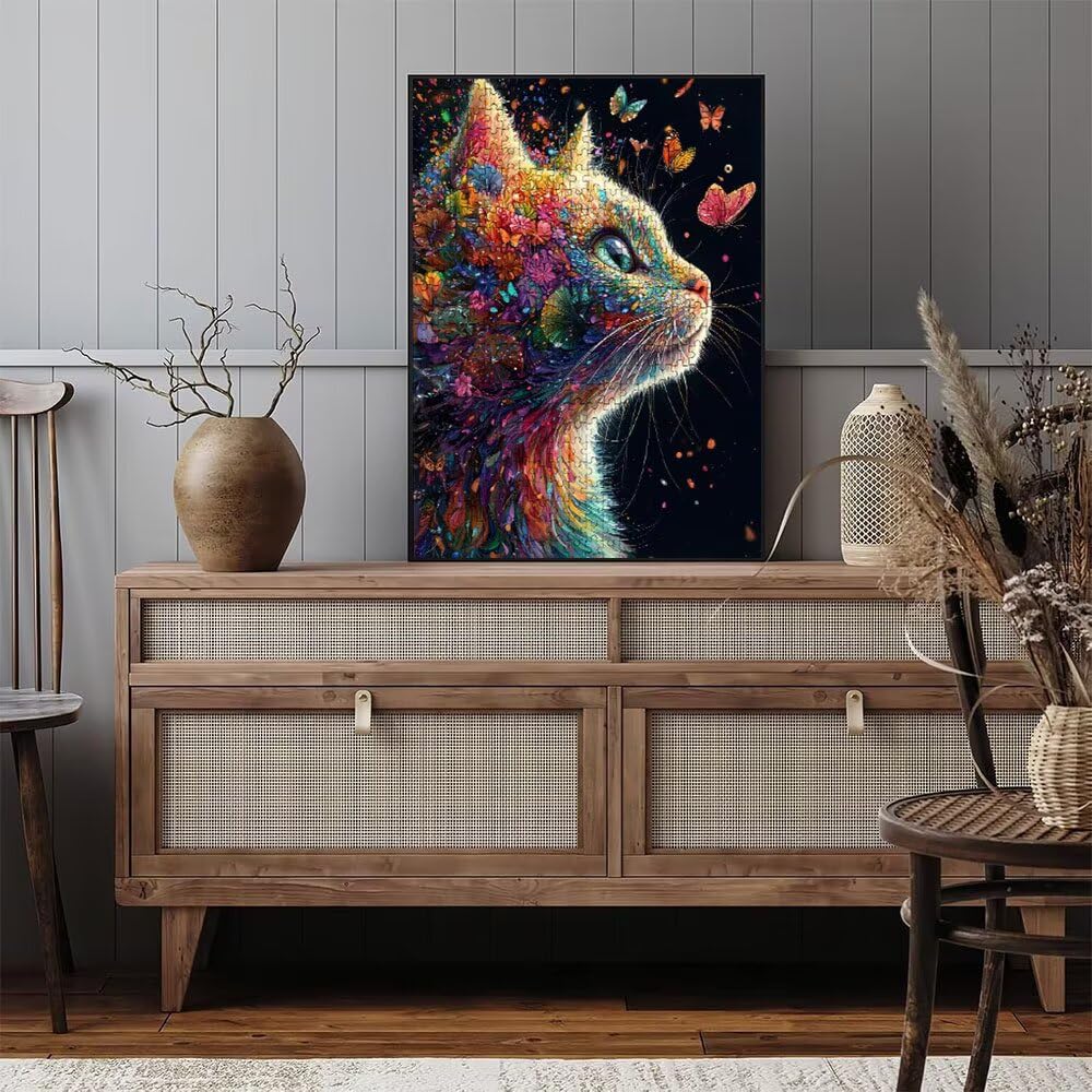 Katze Schmetterling Puzzle 4000 Teile, Klassische Puzzles, Geschicklichkeitsspiel Puzzle für Erwachsene, Puzzlespiele für Die Ganze Familie, Mit Schöner Verpackung, Dekoration Puzzles DX0YL3-633