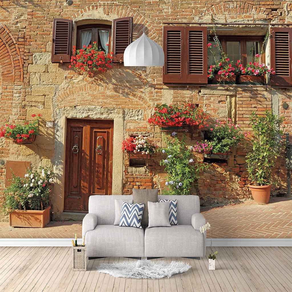 Papier peint 3D effet briques rétro 200x140 cm poster mural auto-adhésif salon