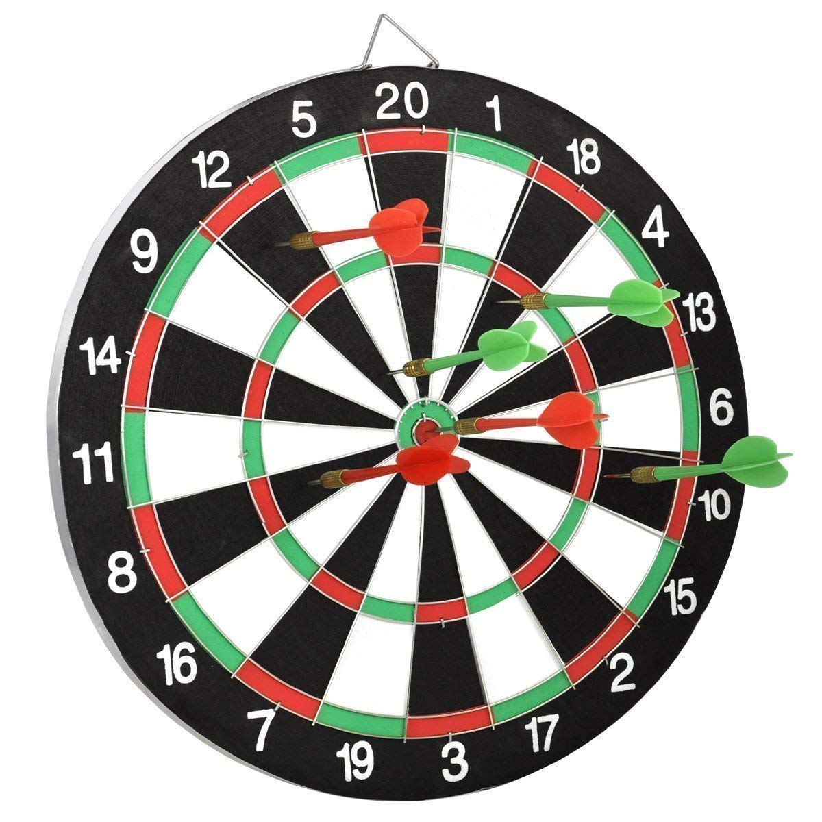 Toyshine Wooden Double Sided 15 Inch Dart Board Family Game Set with 4 Steel Tip Needle for Kids and Adults- Multi Color (SSTP) (B098JWNT84) Amazon Price History, Amazon Price Tracker