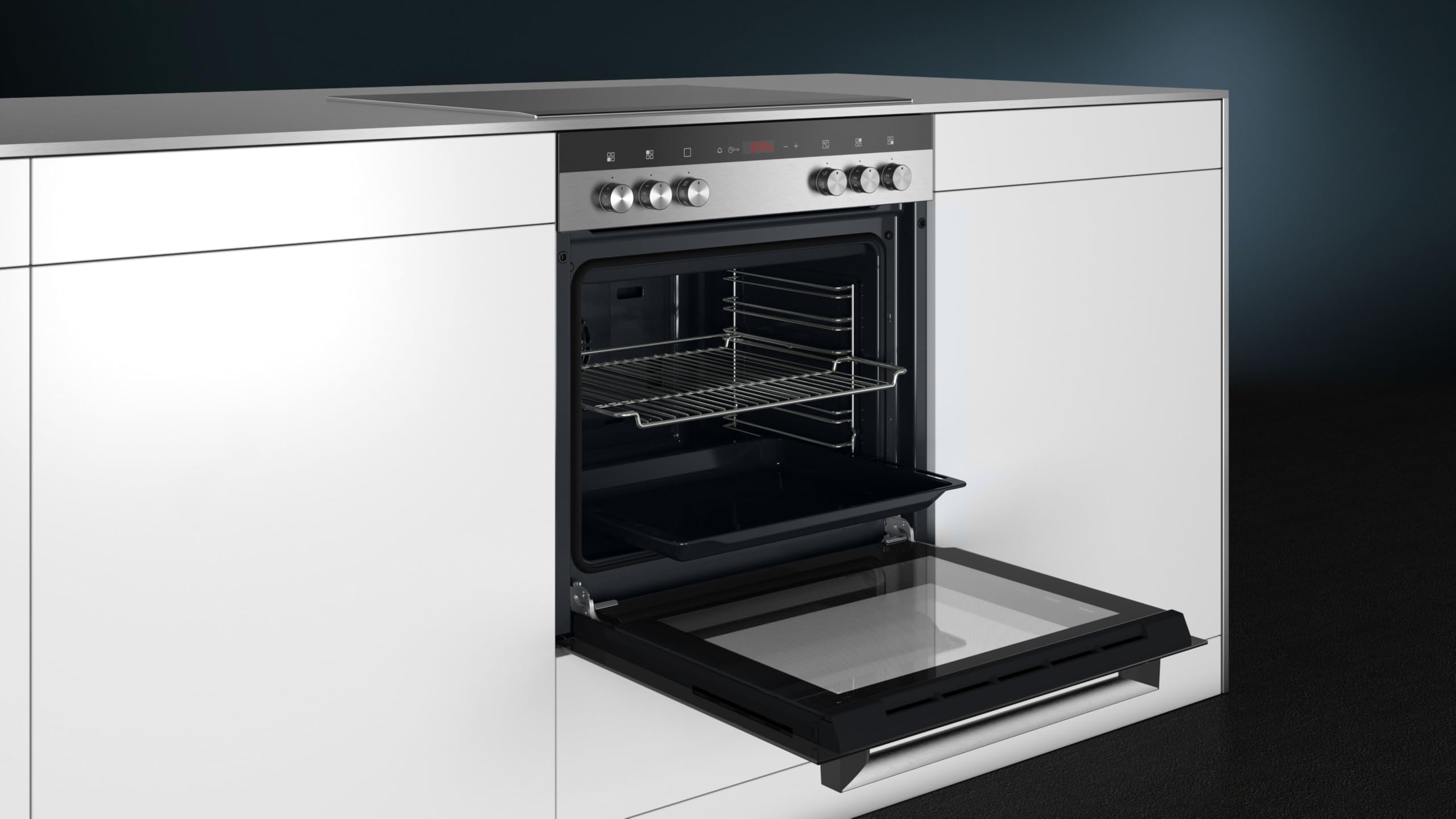 Siemens Einbau-Herd-Set EQ110KA1Z 60 x 60 cm 3D Heißluft Edelstahl iQ300 Elektro-Kochfeld herdgesteuert